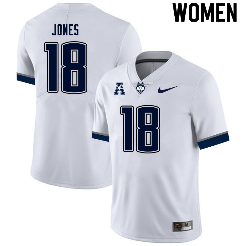 Women #18 Jaylen Jones Uconn Huskies College Football Jerseys Sale-White - Click Image to Close